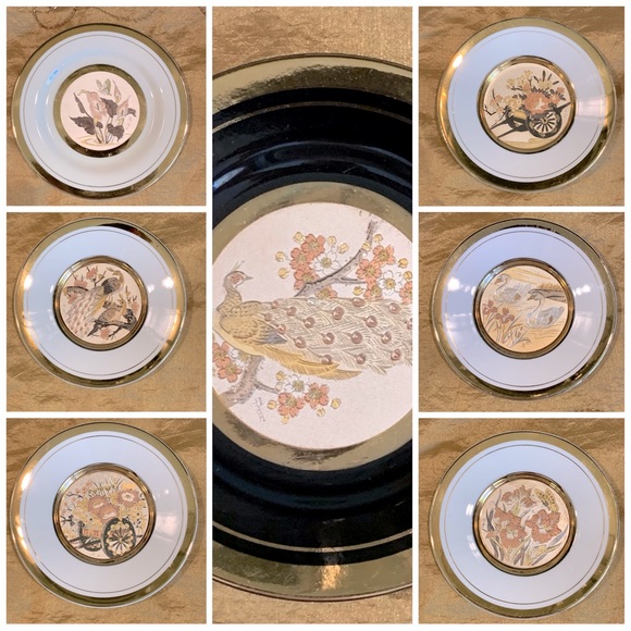 工芸品 CHOKIN ART 24KT Vintage Japan The Art of Chokin 24K Gold Edged Plate 6